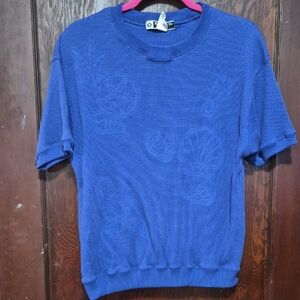 Casual Blue Short Sleeve Women's Tee